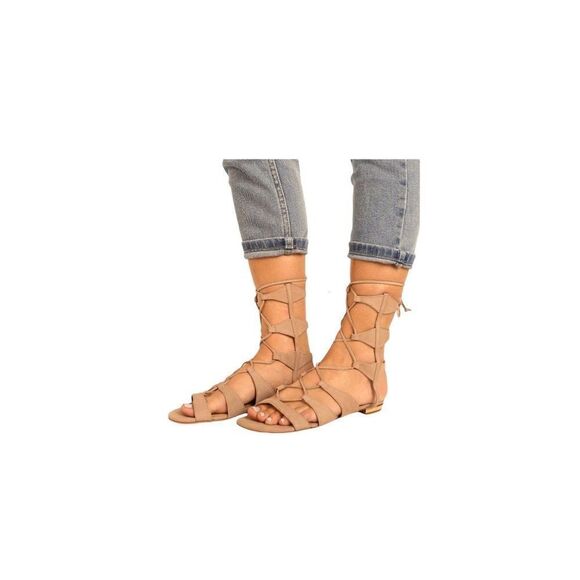 Schutz Earlina Nubuck Leather Gladiator Sandals - Picture 1 of 8